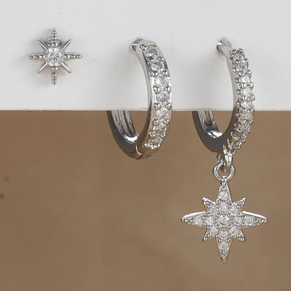 Elegant Punk Star Drop Earrings Set