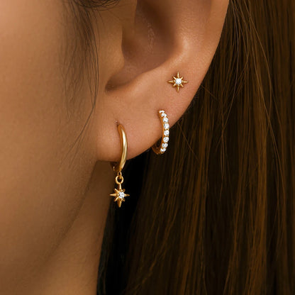 Elegant Punk Star Drop Earrings Set