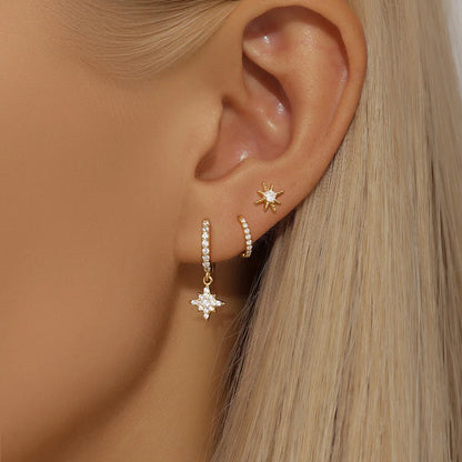 Elegant Punk Star Drop Earrings Set